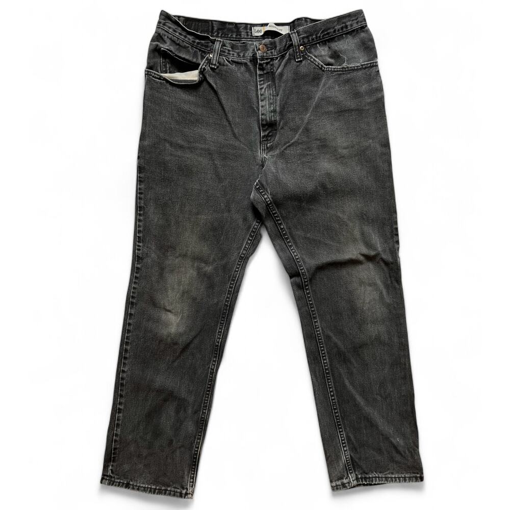 Lee Dark Gray Black Denim Jeans Fit Pants 36 x 31 Faded Straight Leg Regular Fit